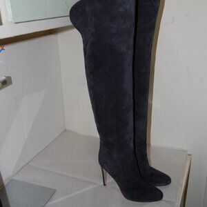 38.5/US8❤️ Sergio Rossi Suede Leather Over Knee High Heels Tall BOOTS ITALY